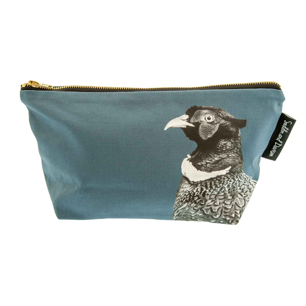 pheasant wash bag (Black and white) - steel blue