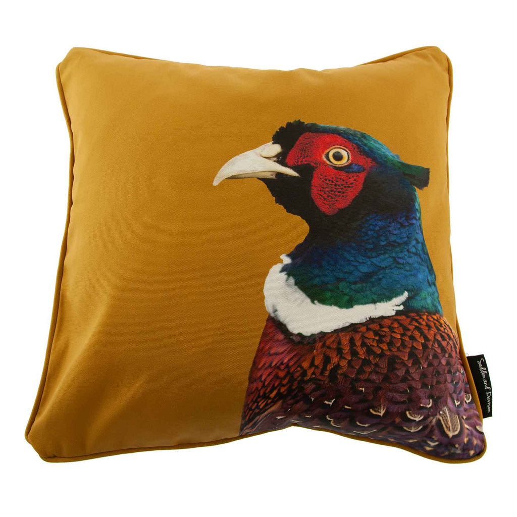 Pheasant Cushion (Colour) - Ochre