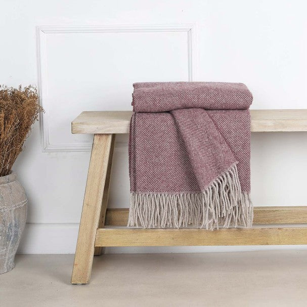Pure Wool Throw - Berry