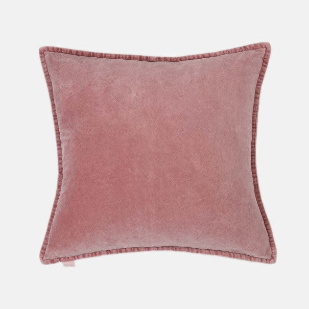 Rose pink stonewashed velvet cushion