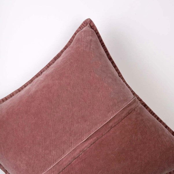 rose pink velvet cushion reverse