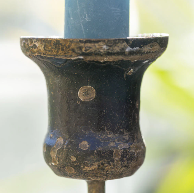 Rustic Black Metal Candlesticks