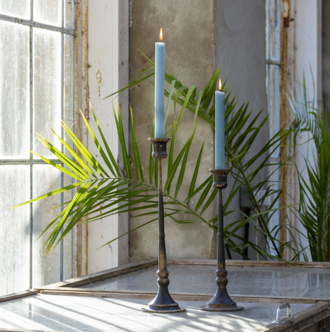 Rustic Black Metal Candlesticks