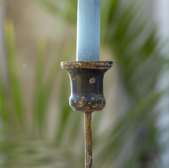 Rustic Black Metal Candlesticks