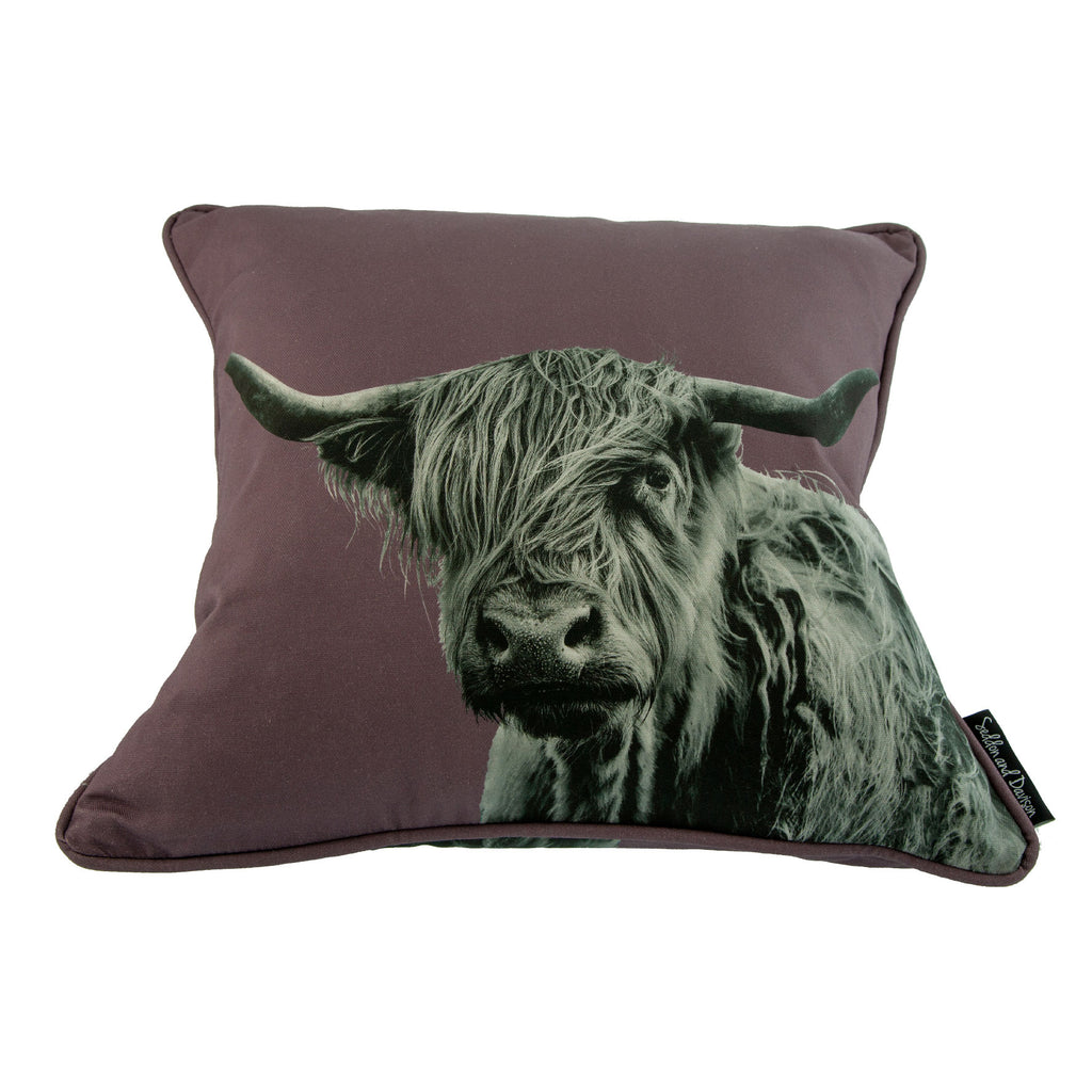 Highland Cow Cushion - Dusky Pink