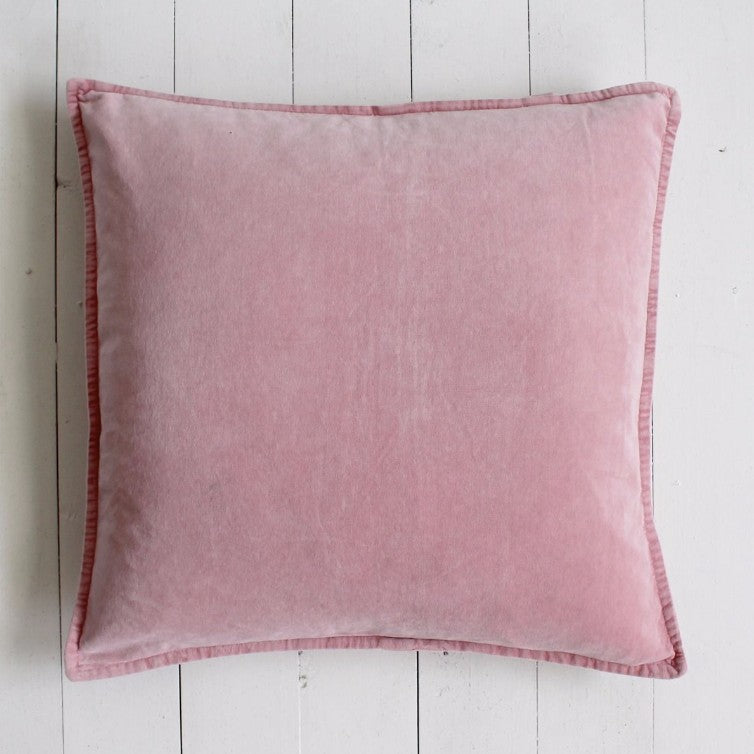 soft pink stonewashed velvet cushion