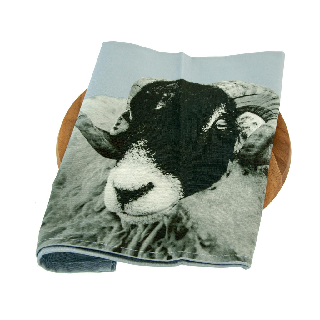 Swaledale Sheep Tea Towel - pale grey
