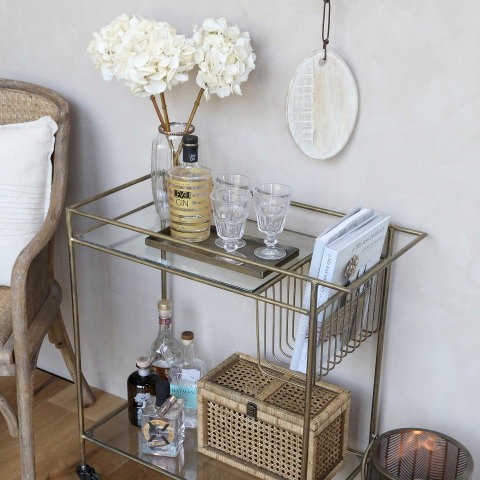 Brass trays - drinks trolley