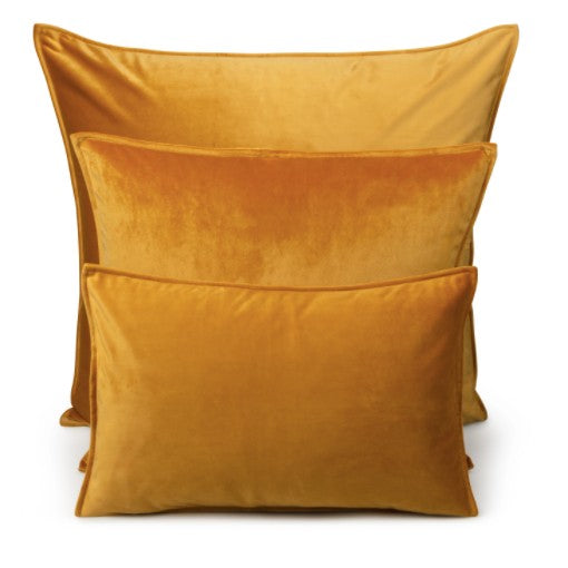 velvet cushions - mustard