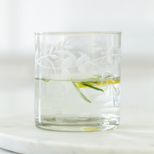 Water Tumbler - Rambling Vine Etched Glass