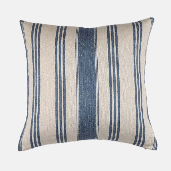 wide stripe blue herringbone cushion