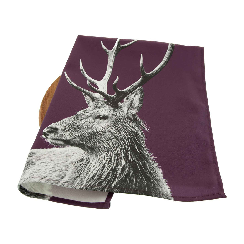 Stag Tea Towel - Mulberry